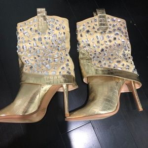 Gold and Rhinestone Boots 8.5